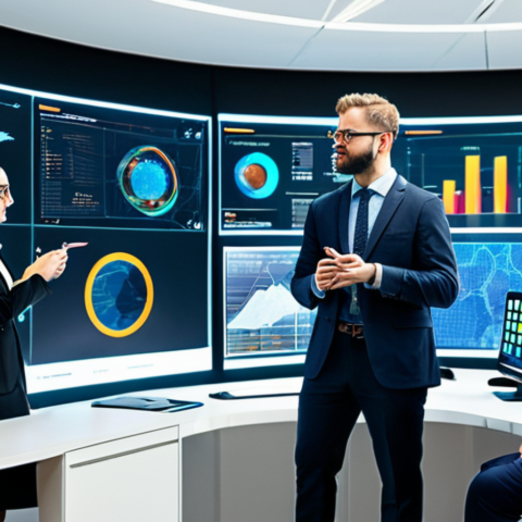 A group of professional adults, including data analysts, business strategists, and healthcare professionals, in a bright, modern office environment. They are fully clothed in modest business suits and dresses, interacting with holographic screens displaying intricate data visualizations and global network maps, symbolizing the widespread impact of Big Data. The scene emphasizes innovation and interconnectedness. This image is safe for work, appropriate content, fully clothed, professional, with perfect anatomy, correct proportions, natural pose, well-formed hands, proper finger count, natural body proportions, high-resolution, and professional photography.