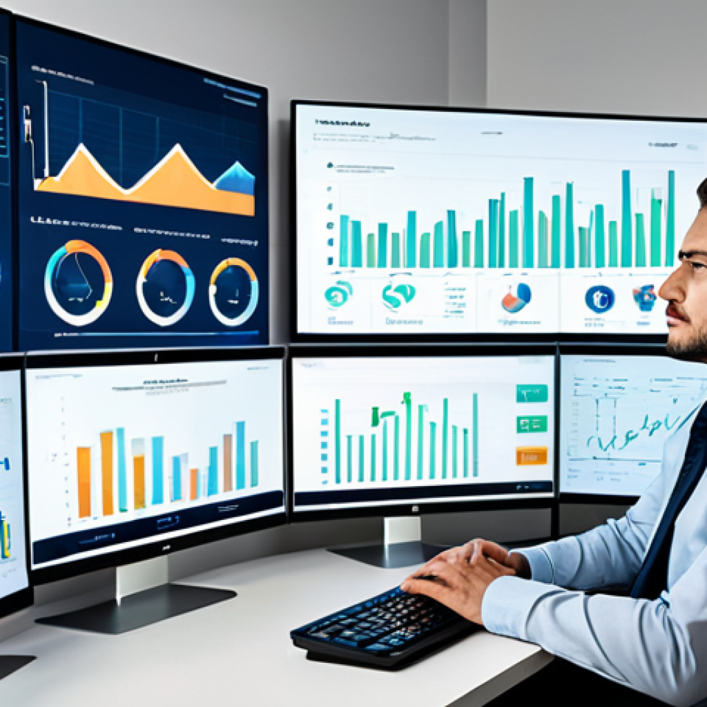 A professional data analyst in a modest business suit, fully clothed, appropriate attire, seated at a modern desk within a clean, high-tech office environment. Large transparent screens surround the analyst, displaying intricate, clear data visualizations, including dynamic charts, graphs, and a fluid representation of a user journey funnel, all in a professional digital aesthetic. The scene is well-lit, emphasizing innovation and insight. safe for work, appropriate content, perfect anatomy, correct proportions, natural pose, well-formed hands, proper finger count, natural body proportions, professional photography, high quality.