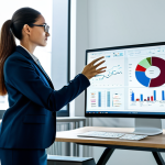 **

A professional data scientist in a modern, brightly lit office, analyzing a complex data visualization on a large monitor. She is wearing a stylish but modest business suit, fully clothed. The background includes colleagues collaborating in a meeting room. Emphasize perfect anatomy, correct proportions, and a natural pose. High quality, professional photography, safe for work, appropriate content, and family-friendly.

**