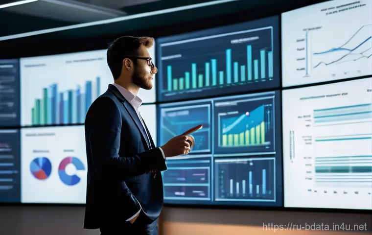 빅데이터 기술자의 기술 블로그 운영 팁 - **Prompt 1: Data Storytelling and Dynamic Visualization**
"A sophisticated, modern office settin...