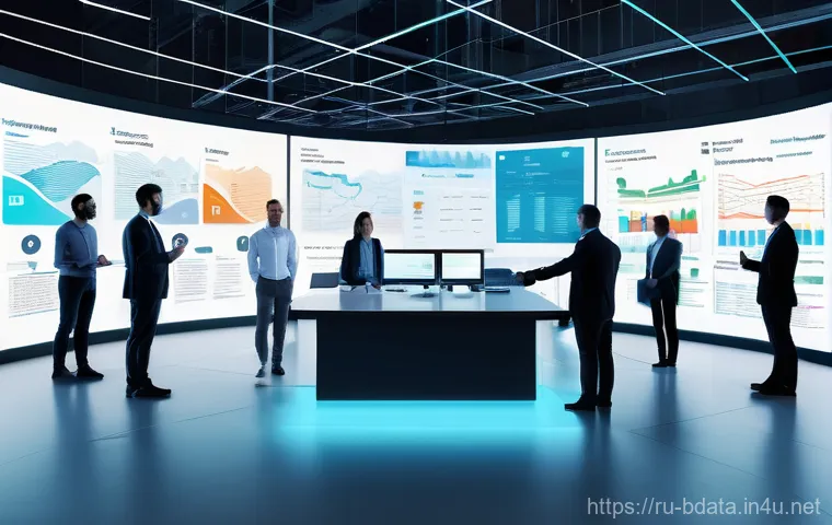 빅데이터 실무에 필요한 API 활용 사례 - **"Future Data Architect: Seamless Aggregation"**
A wide shot of a brightly lit, minimalist, fut...