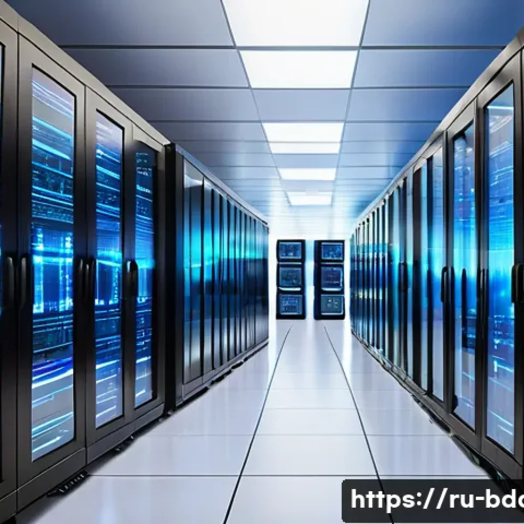 빅데이터 기술자의 소프트웨어 아키텍처 설계 - A highly detailed, futuristic data center interior showing a hybrid big data architecture setup: mul...